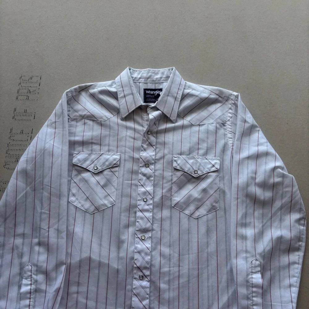 Vintage Wrangler Cowboy Cut Western Striped Pearl Snap Shirt - Picture 2 of 7
